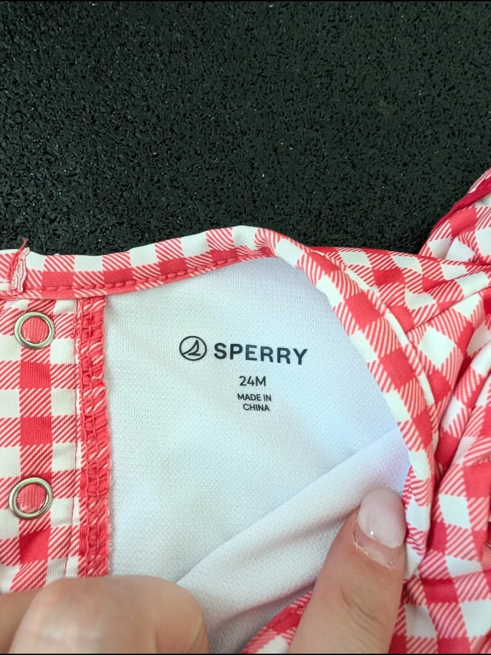 Sperry Kids Long-Sleeve Swimsuits in Red Gingham & Nautical Print Size 24M/2T